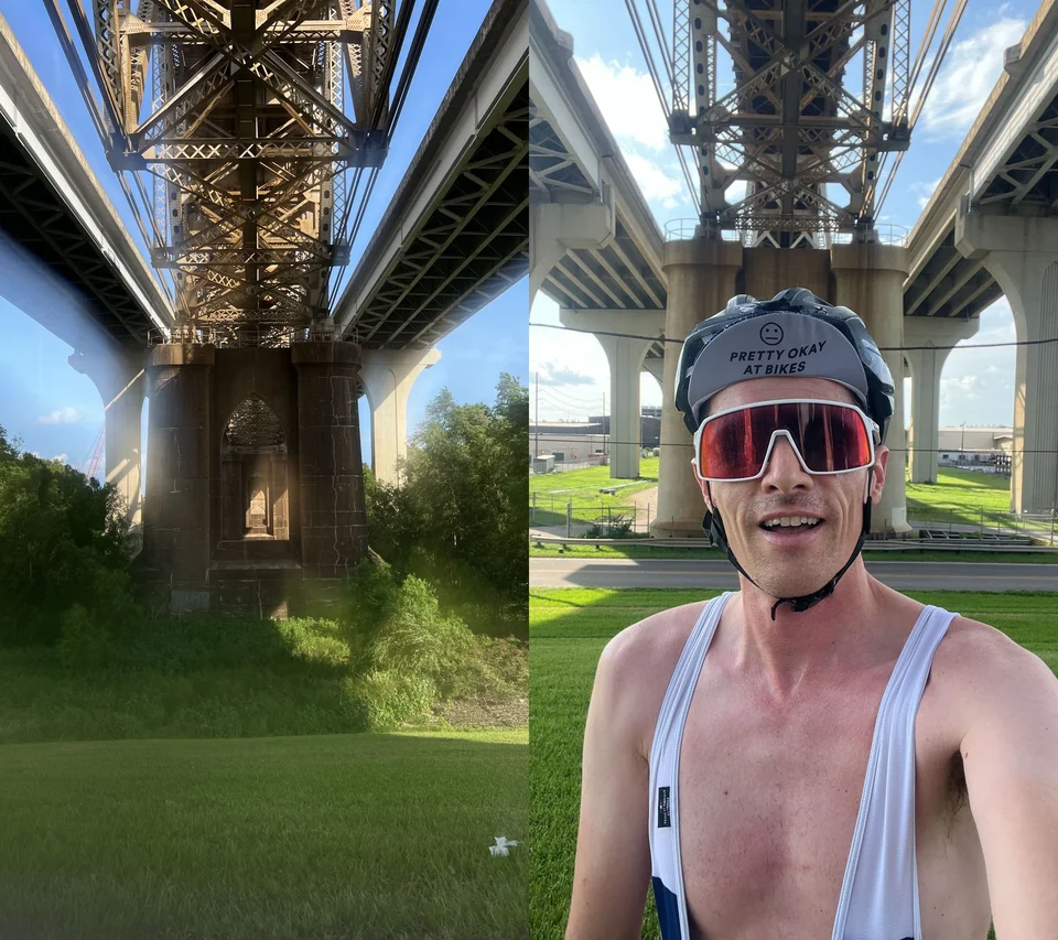 Sous les arches de fer, un cycliste s’interroge sur la légèreté des rêves. Qui s’aventure sous ces géants ?